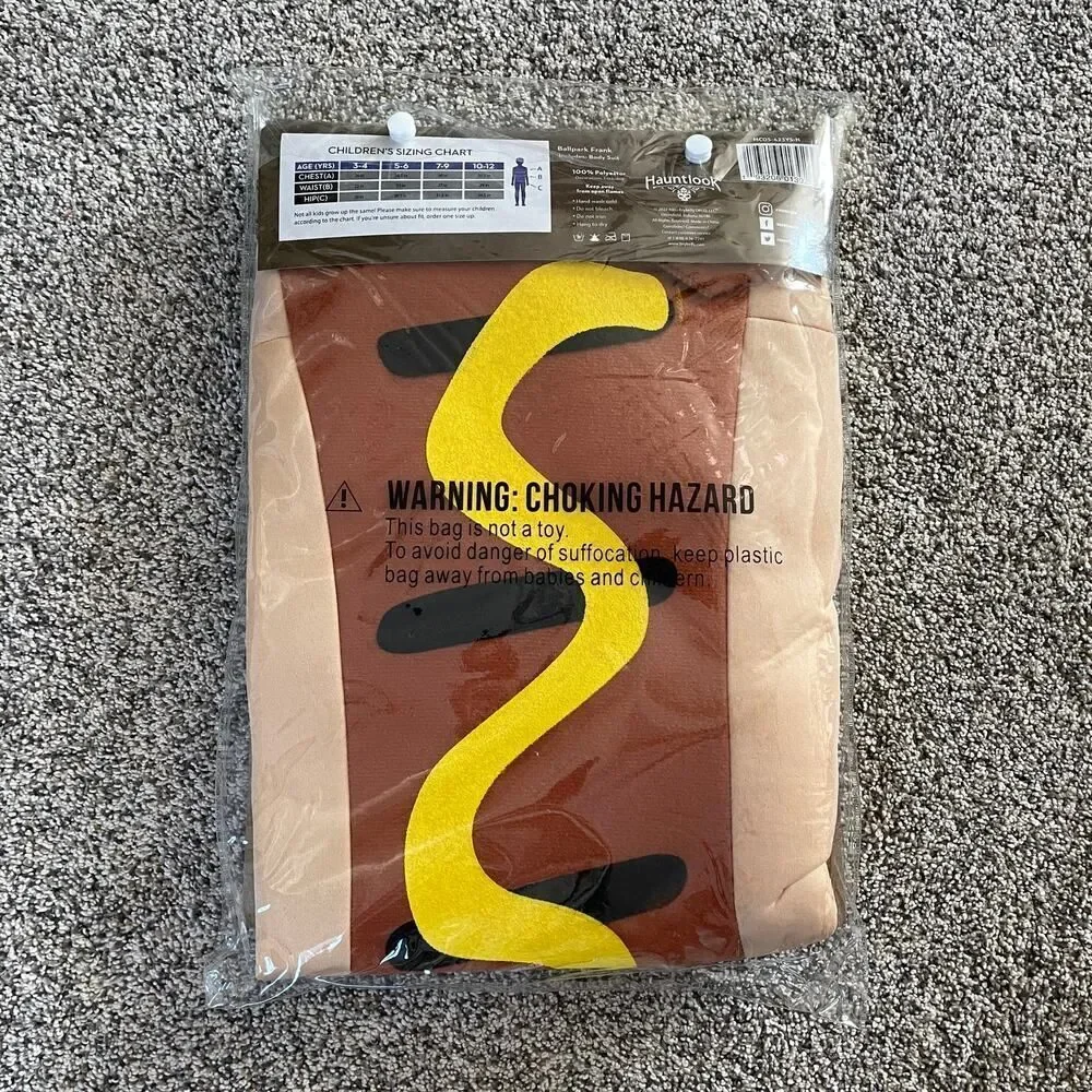 NEW Hauntlook Ballpark Frank Hot Dog Kids Costume - Size: 3-4